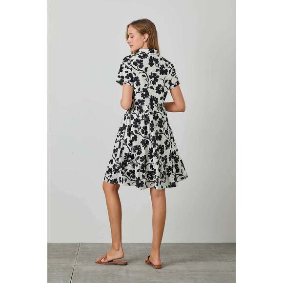 POPLIN PRINT MIDI TIERED SHIRT DRESS - Picture 8 of 12
